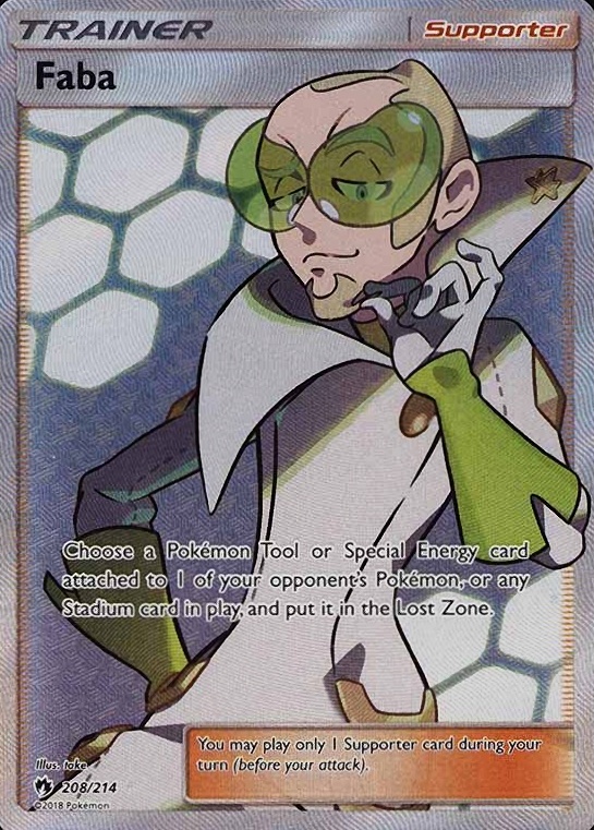 2018 Pokemon Sun & Moon Lost Thunder Full Art/Faba #208 TCG Card