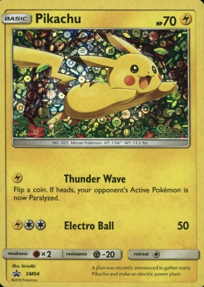 2016 Pokemon SM Black Star Promo Pikachu-Holo #SM04 TCG Card