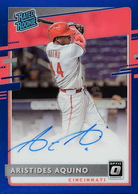 2020 Panini Donruss Optic Rated Rookies Signatures Aristides Aquino #RRSAA Baseball Card