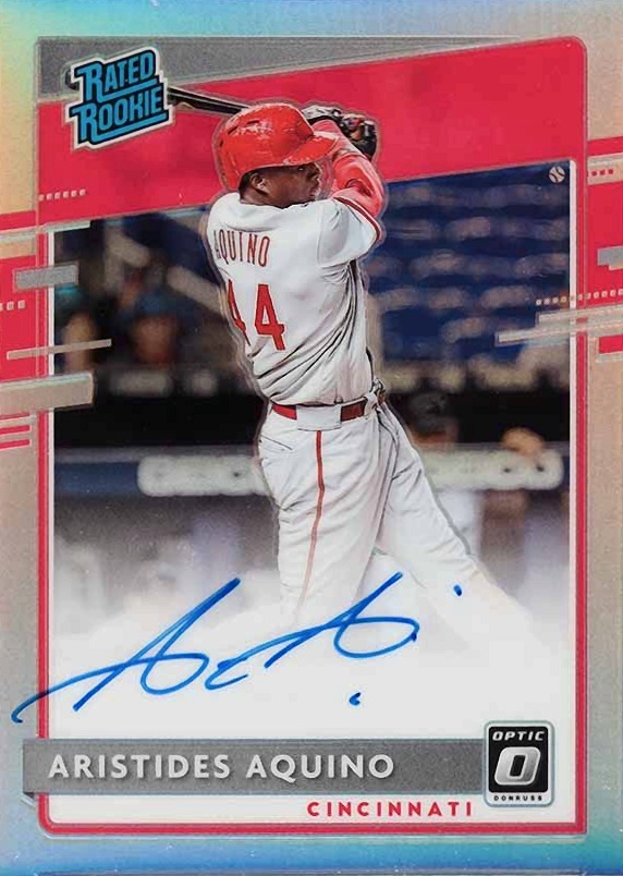 2020 Panini Donruss Optic Rated Rookies Signatures Aristides Aquino #RRSAA Baseball Card