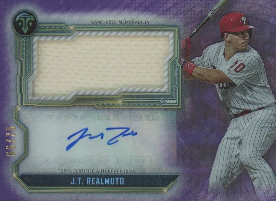 2020 Topps Triple Threads Autographs Single Jumbo Relics J.T. Realmuto #JR Baseball Card