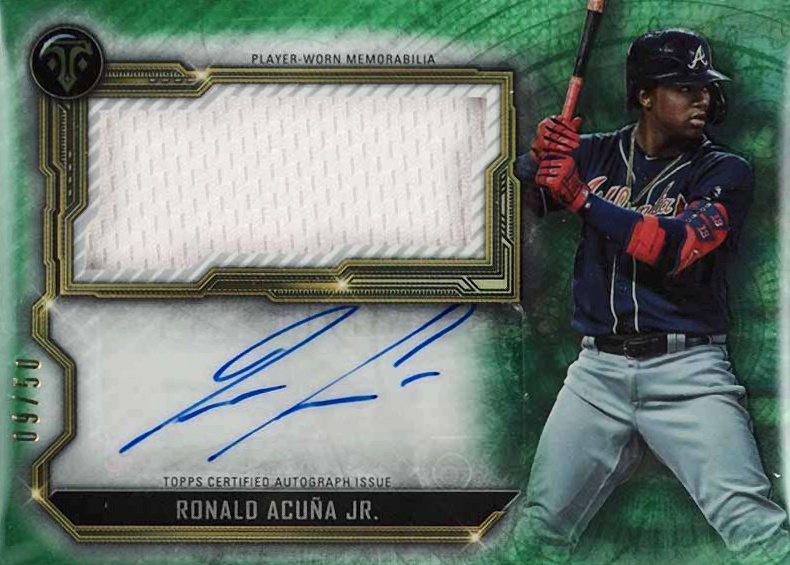 2020 Topps Triple Threads Autographs Single Jumbo Relics Ronald Acuna Jr. #RA Baseball Card