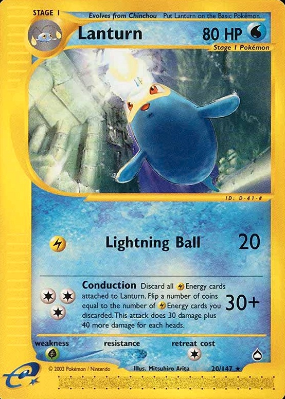 2003 Pokemon Aquapolis Lanturn #20 TCG Card