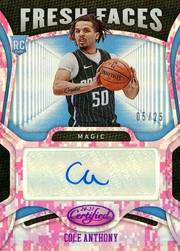 2020 Panini Certified Fresh Faces Signatures Cole Anthony #FSCOL Basketball Card