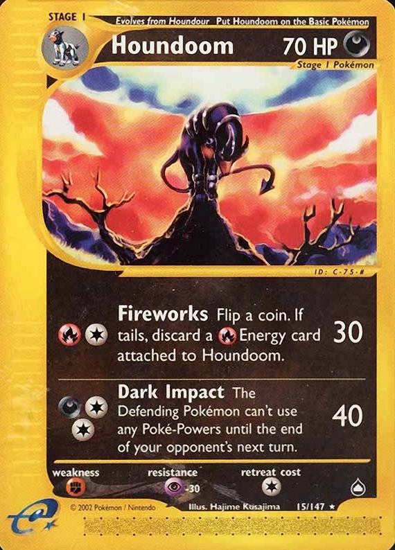 2003 Pokemon Aquapolis Houndoom #15 TCG Card