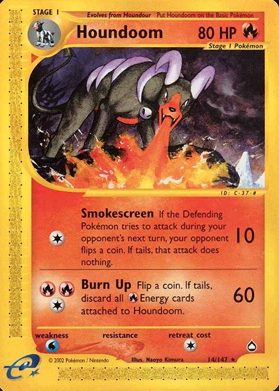 2003 Pokemon Aquapolis Houndoom #14 TCG Card