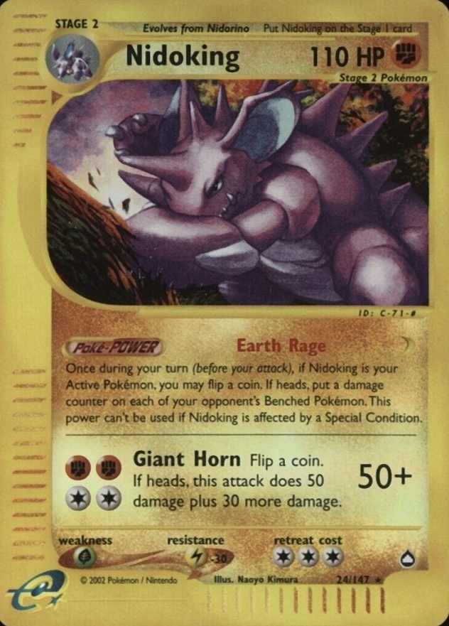 2003 Pokemon Aquapolis Nidoking-Reverse Foil #24 TCG Card