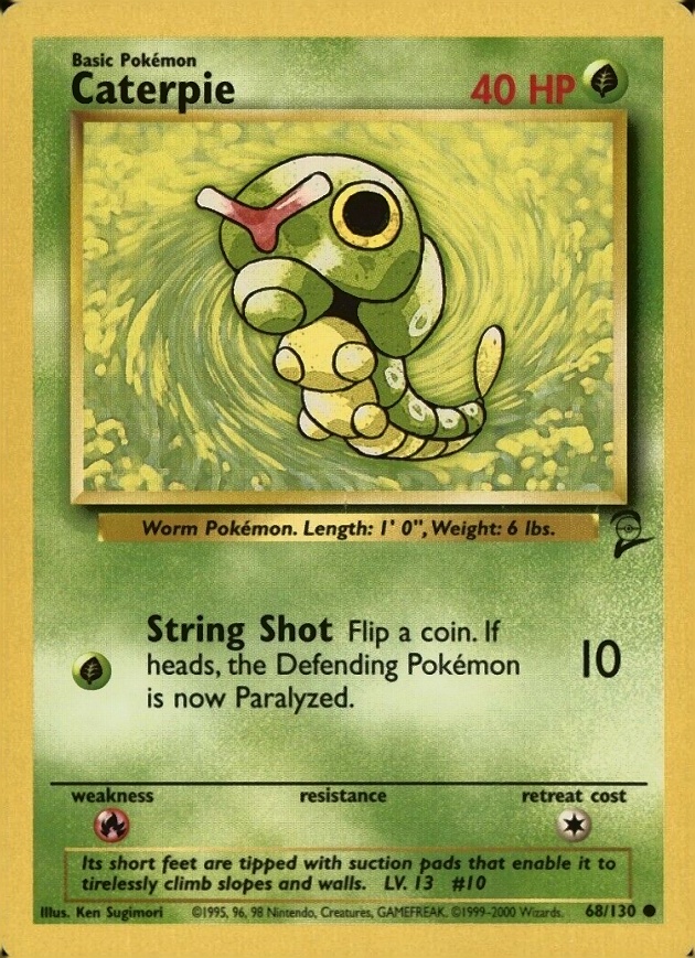 2000 Pokemon Game Base II  Caterpie #68 TCG Card