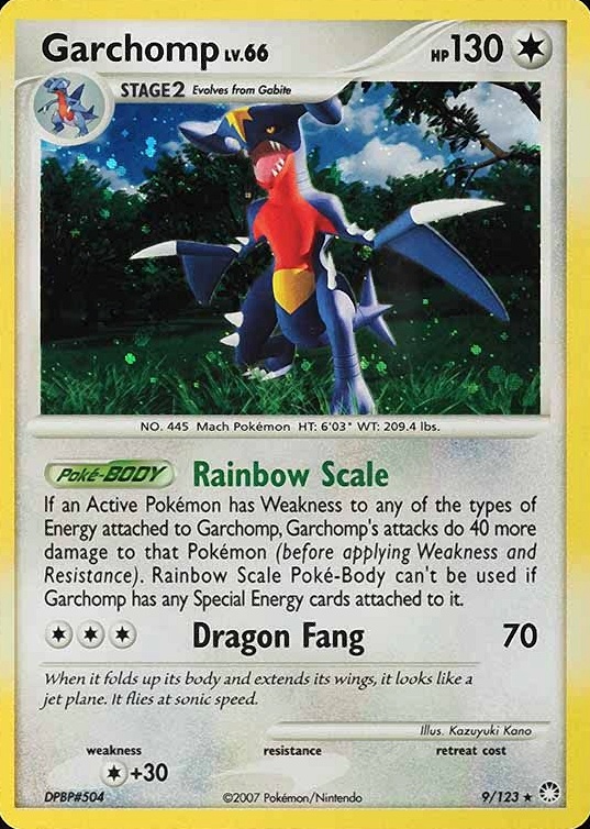 2007 Pokemon Diamond & Pearl Mysterious Treasures Garchomp-Holo #9 TCG Card