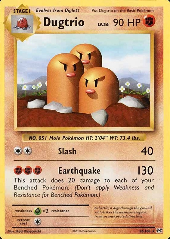 2016 Pokemon XY Evolutions Dugtrio #56 TCG Card