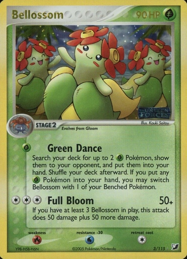 2005 Pokemon EX Unseen Forces Bellossom-Reverse Foil #3 TCG Card