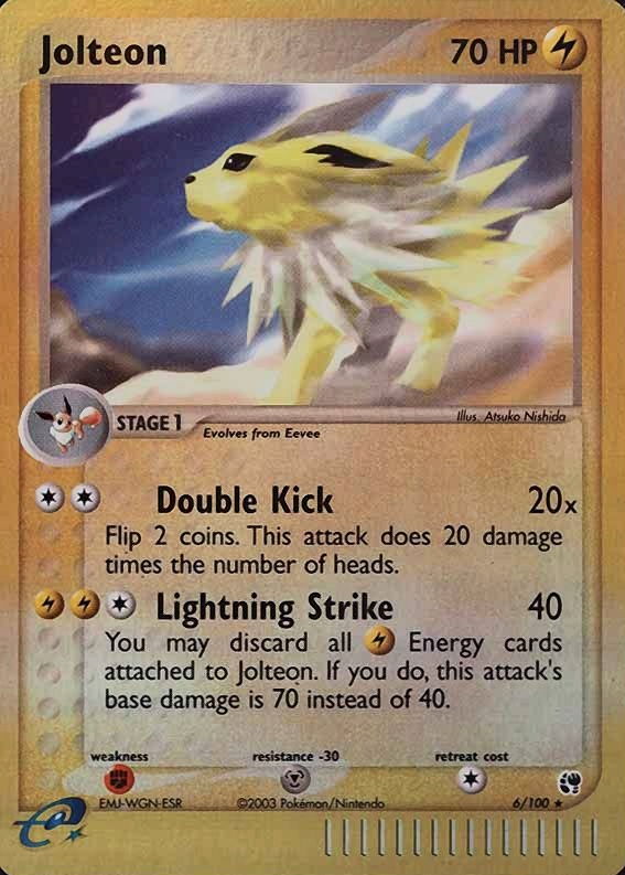 2003 Pokemon EX Sandstorm Jolteon-Reverse Foil #6 TCG Card