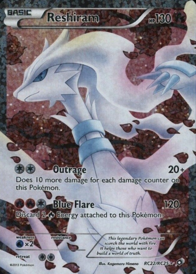 2013 Pokemon Black & White Legendary Treasures Radiant Collection Full Art/Reshiram #22/25 TCG Card