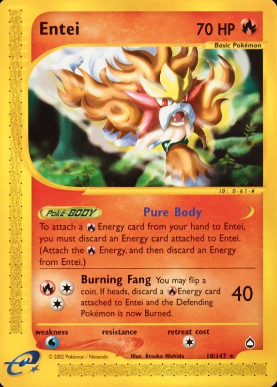 2003 Pokemon Aquapolis Entei #10 TCG Card