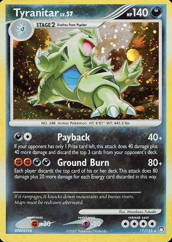 2007 Pokemon Diamond & Pearl Mysterious Treasures Tyranitar-Holo #17 TCG Card