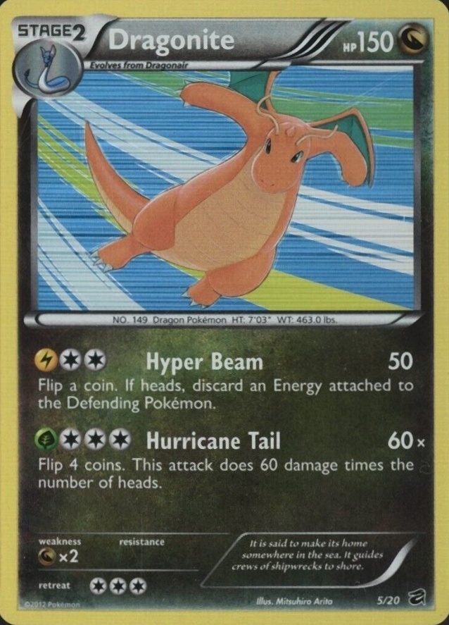 2012 Pokemon Black & White Dragon Vault Dragonite-Holo #5 TCG Card