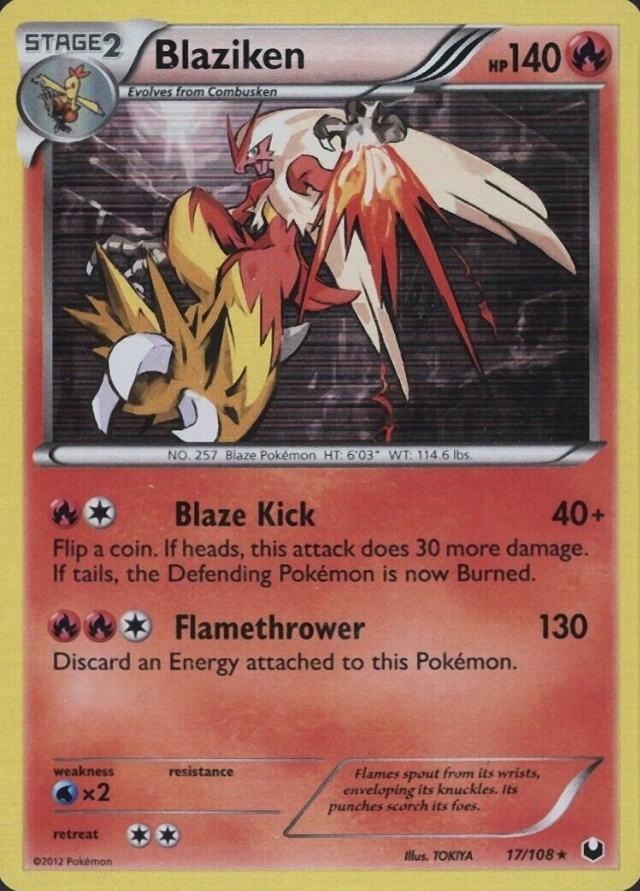 2012 2012 Pokemon Black & White Dark Explorers Blaziken-Holo #17 TCG Card