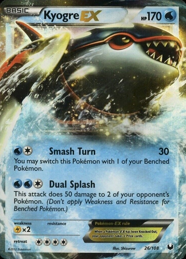 2012 2012 Pokemon Black & White Dark Explorers Kyogre EX #26 TCG Card