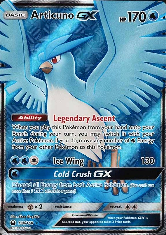 2018 Pokemon Sun & Moon Celestial Storm Full Art/Articuno GX #154 TCG Card