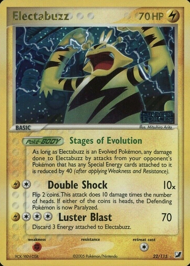 2005 Pokemon EX Unseen Forces Electabuzz-Reverse Foil #22 TCG Card