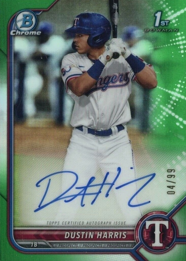 2022 Bowman Chrome Prospect Autographs Dustin Harris #CPADHR Baseball Card