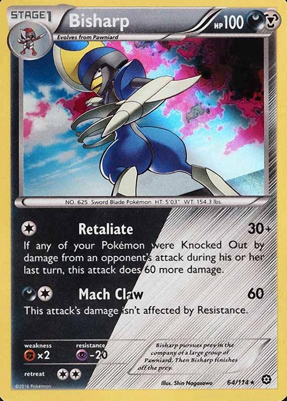 2016 Pokemon XY Steam Siege Bisharp-Holo #64 TCG Card