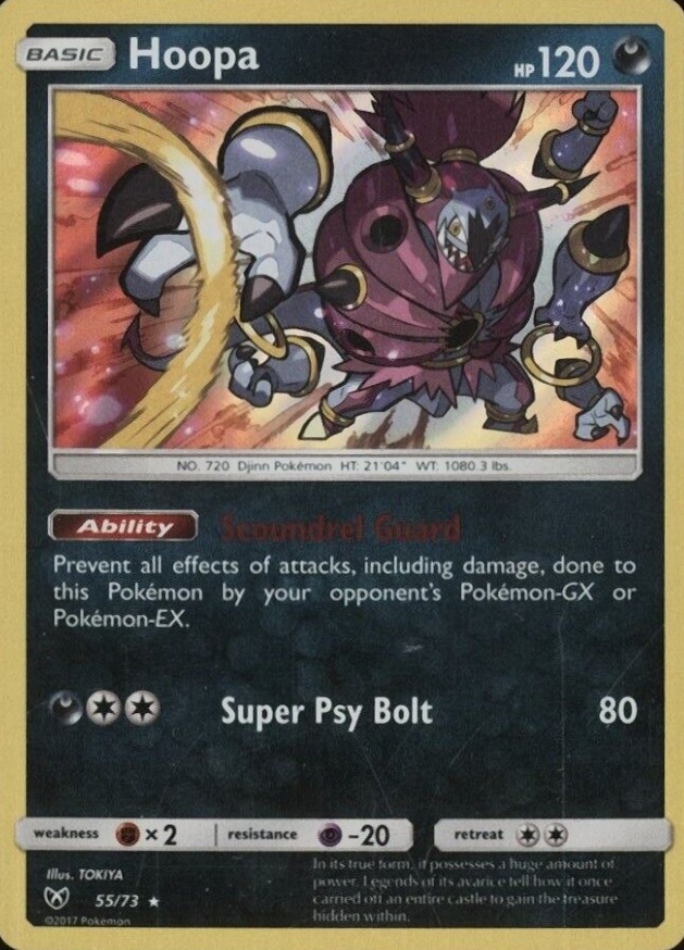 2017 Pokemon Sun & Moon Shining Legends Hoopa-Holo #55 TCG Card