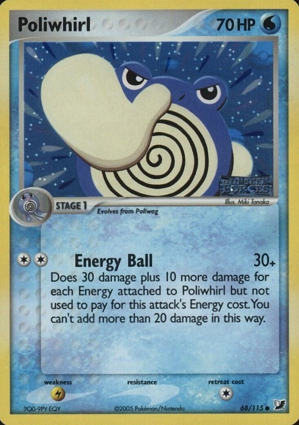 2005 Pokemon EX Unseen Forces Poliwhirl-Reverse Foil #68 TCG Card