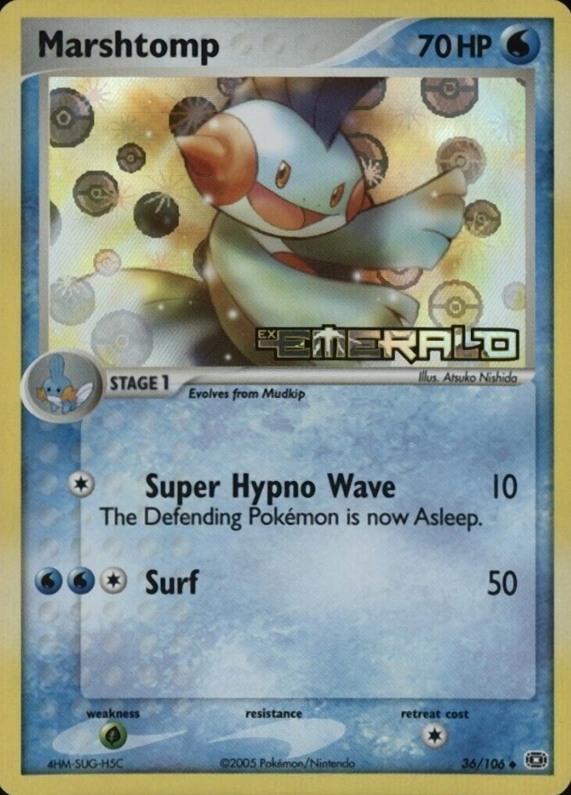 2005 Pokemon EX Emerald Marshtomp-Reverse Foil #36 TCG Card