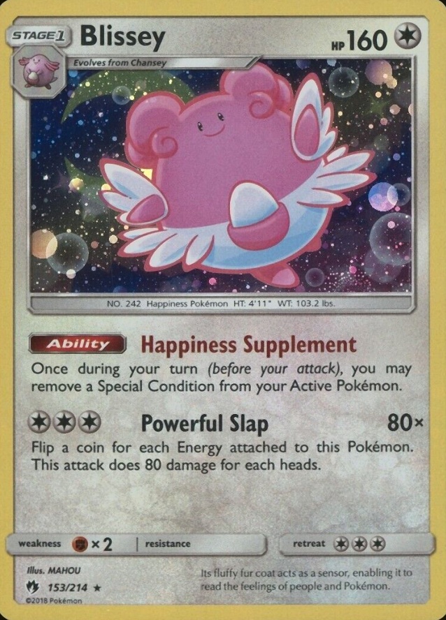 2018 Pokemon Sun & Moon Lost Thunder Blissey-Holo #153 TCG Card