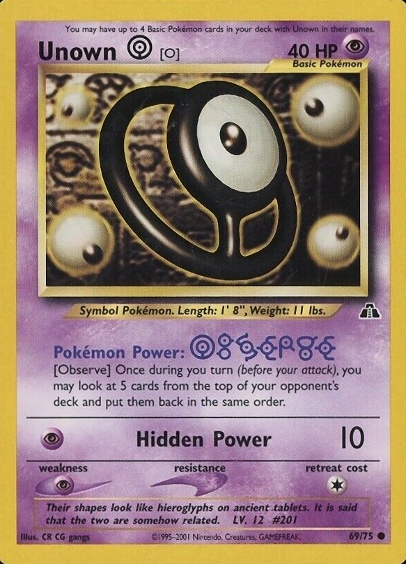 2001 Pokemon Neo Discovery Unown O #69 TCG Card