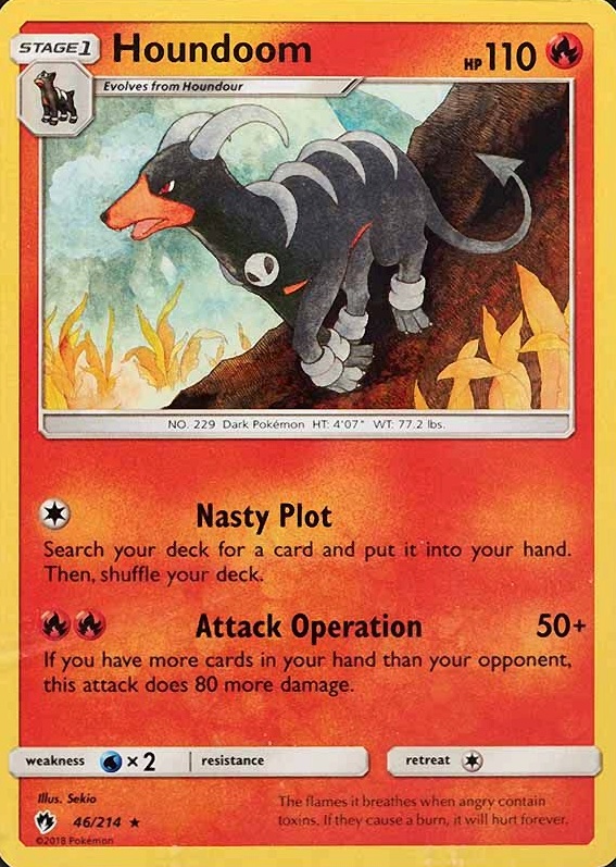 2018 Pokemon Sun & Moon Lost Thunder Houndoom #46 TCG Card