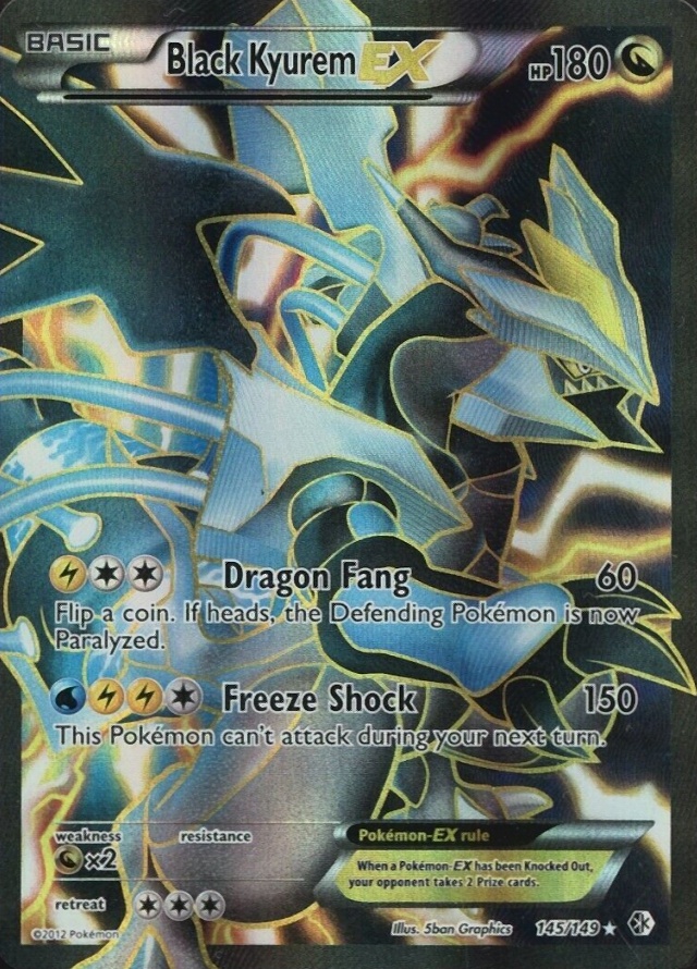 2012 Pokemon Black & White Boundaries Crossed  Full Art/Black Kyurem EX #145 TCG Card