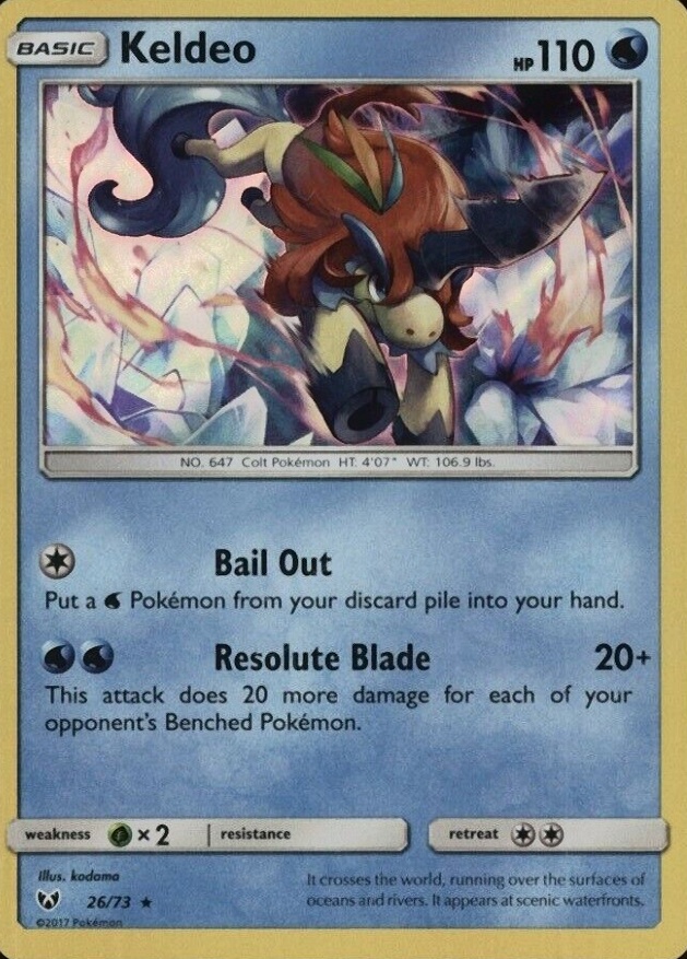 2017 Pokemon Sun & Moon Shining Legends Keldeo-Holo #26 TCG Card