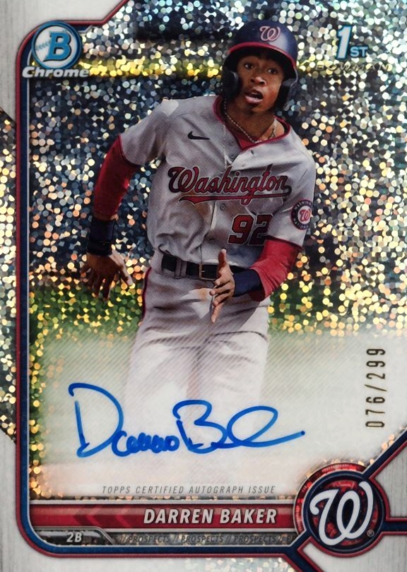 2022 Bowman Chrome Prospect Autographs Darren Baker #CPADB Baseball Card