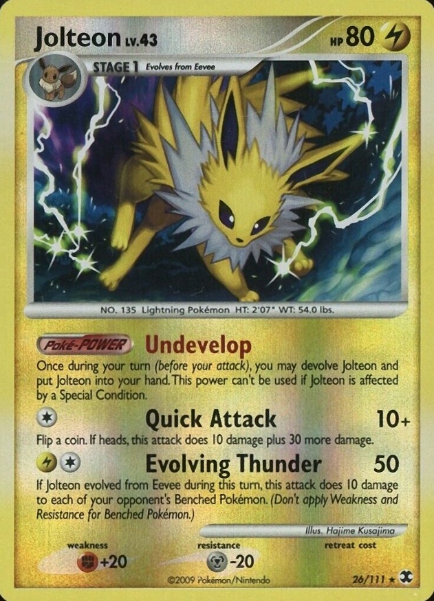 2009 Pokemon Platinum Rising Rivals Jolteon-Reverse Foil #26 TCG Card