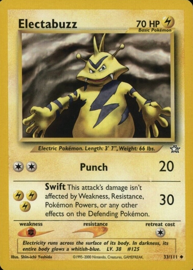 2000 Pokemon Neo Genesis Electabuzz #33 TCG Card