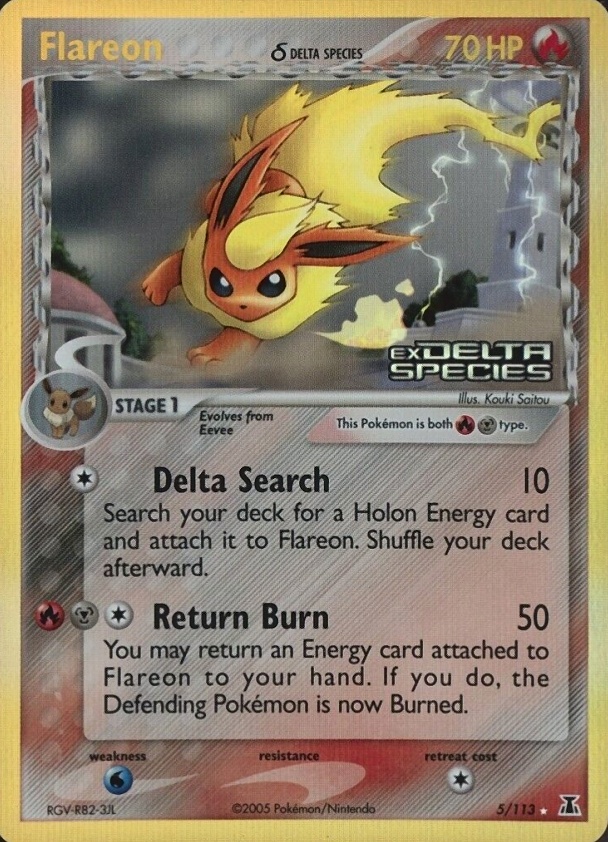 2005 Pokemon EX Delta Species Flareon-Reverse Foil #5 TCG Card