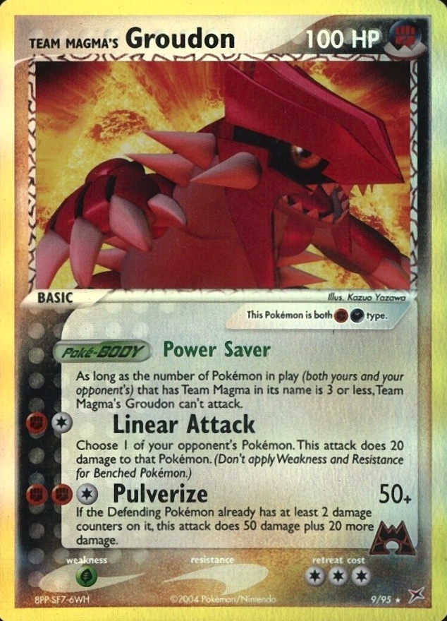 2004 Pokemon EX Team Magma vs. Team Aqua Team Magma's Groudon-Reverse Foil #9 TCG Card