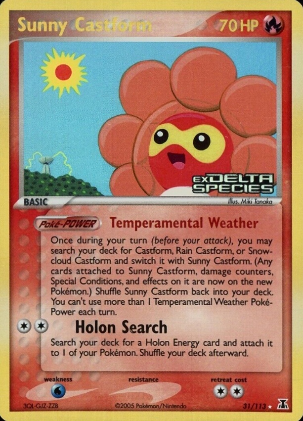 2005 Pokemon EX Delta Species Sunny Castform-Reverse Foil #31 TCG Card