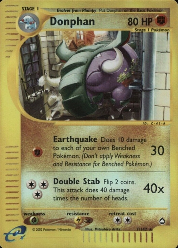 2003 Pokemon Aquapolis Donphan #7 TCG Card