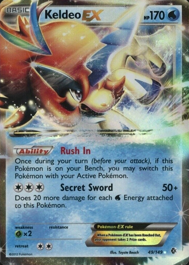 2012 Pokemon Black & White Boundaries Crossed  Keldeo EX #49 TCG Card