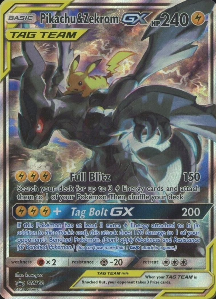 2019 Pokemon SM Black Star Promo Full Art/Pikachu & Zekrom GX #SM168 TCG Card