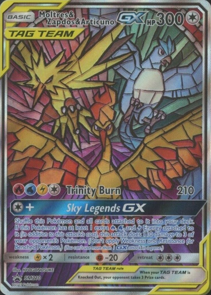 2019 Pokemon SM Black Star Promo Full Art/Moltres & Zapdos & Articuno GX #SM210 TCG Card