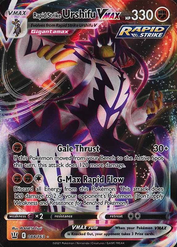 2021 Pokemon Sword & Shield Battle Styles Full Art/Rapid Strike Urshifu Vmax #088 TCG Card