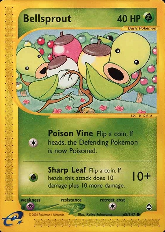 2003 Pokemon Aquapolis Bellsprout #68 TCG Card