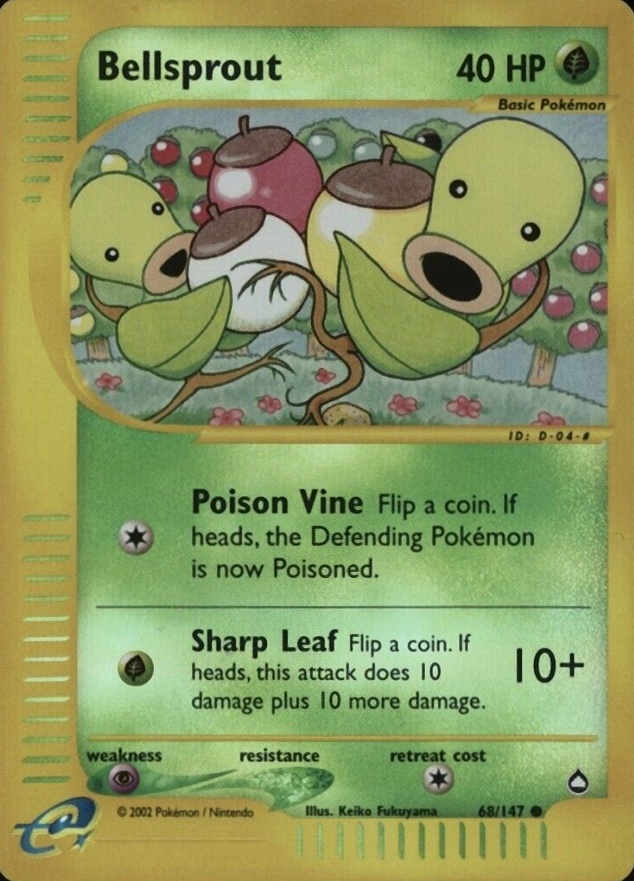 2003 Pokemon Aquapolis Bellsprout-Reverse Foil #68 TCG Card