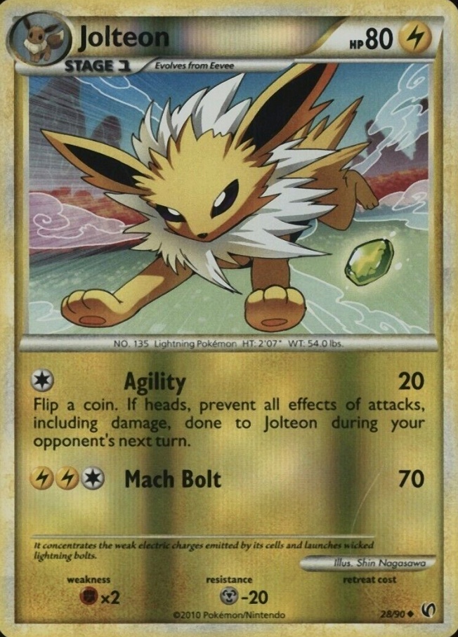 2010 Pokemon Heartgold & Soulsilver Undaunted Jolteon-Reverse Foil #28 TCG Card