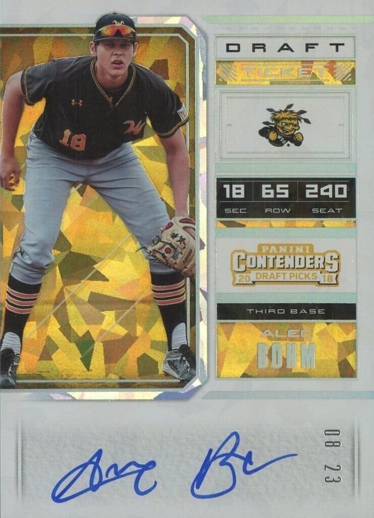 2018 Panini Contenders Draft Picks Draft Ticket Autograph Alec Bohm #20 Baseball Card