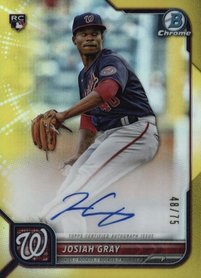 2022 Bowman Chrome Rookie Autographs Josiah Gray #CRAJG Baseball Card